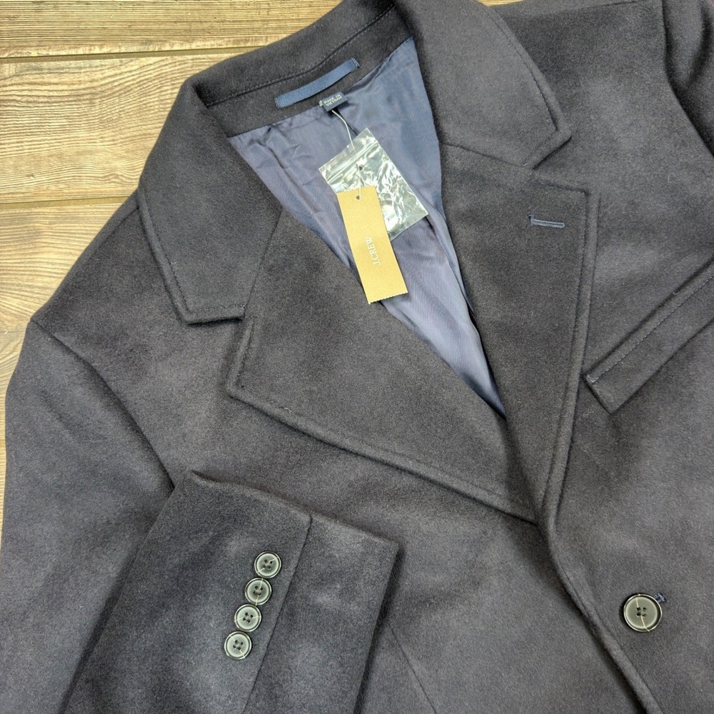 J.Crew Mens 38R Rivington Topcoat Navy Blue Wool Cashmere Italian Fabric NEW - Picture 13 of 16